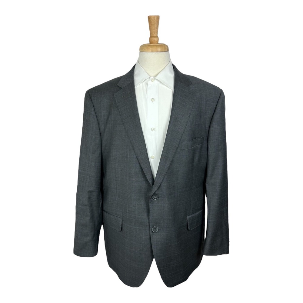 Peter Millar Gray Blue Checked Pure Wool Mens Blazer Sport Coat 46R